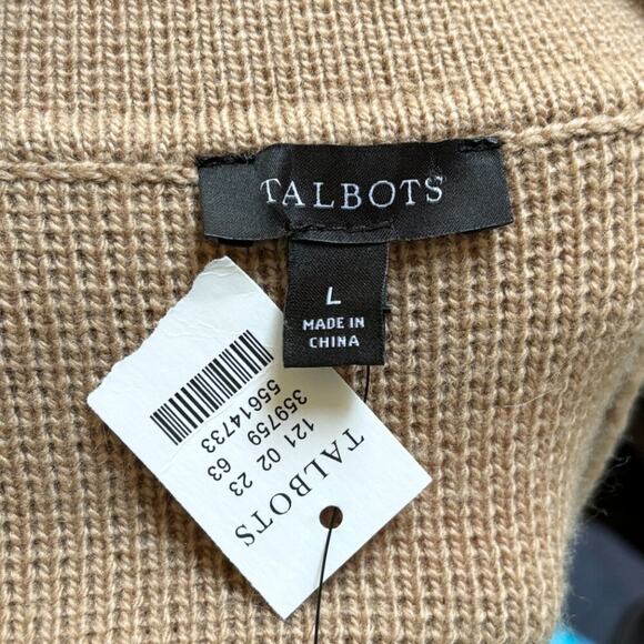 NWT TALBOTS Wool Blend Notch Collar Cardigan in English Toffee SZ L - Picture 9 of 12